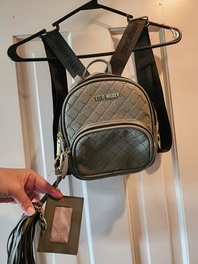 Steve Madden Olive Quilted Mini Backpack